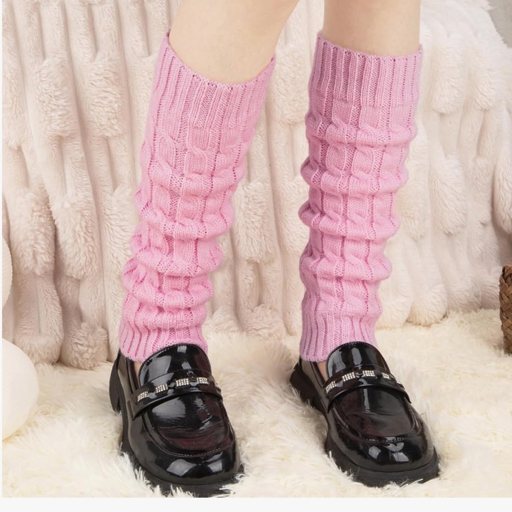 Pink Knit Leg Warmers